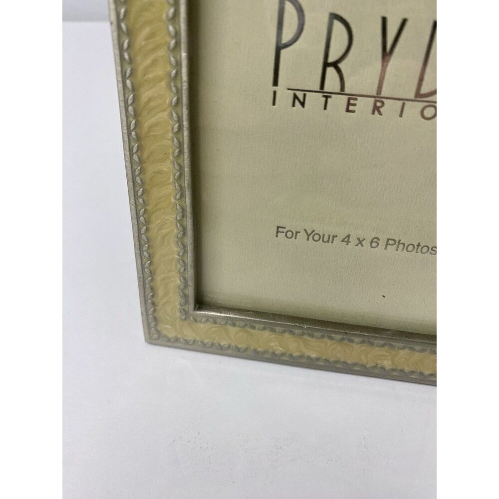 Pryde Interiors Vanilla Cream Enamel Silver Tone 4x6 Photo Frame Wedding Bells - Picture 5 of 9